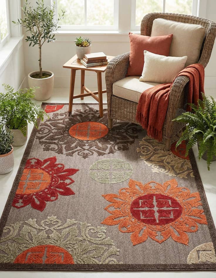 Detail image of 4' x 6'  Washable Modern Indoor / Outdoor Rug