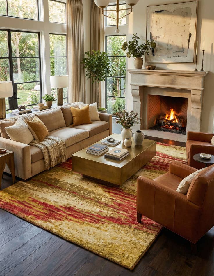 Detail image of  6' 8 x 9'  Hand Knotted Darya Wool Rug