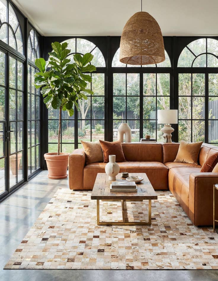 Detail image of 7' 10 x 9' 9 Cowhide Stocks Rug