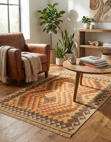 3' x 4' 5 Hand Woven Kilim Waziri Wool Rug