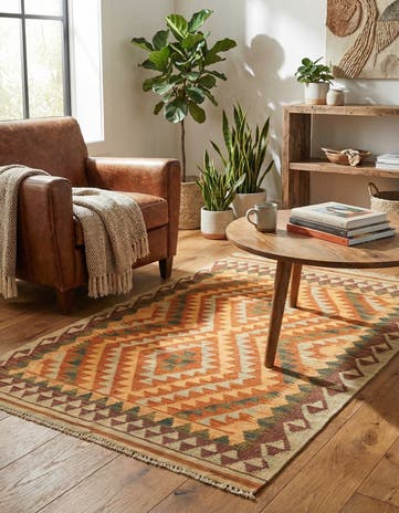 3' x 4' 5 Hand Woven Kilim Waziri Wool Rug