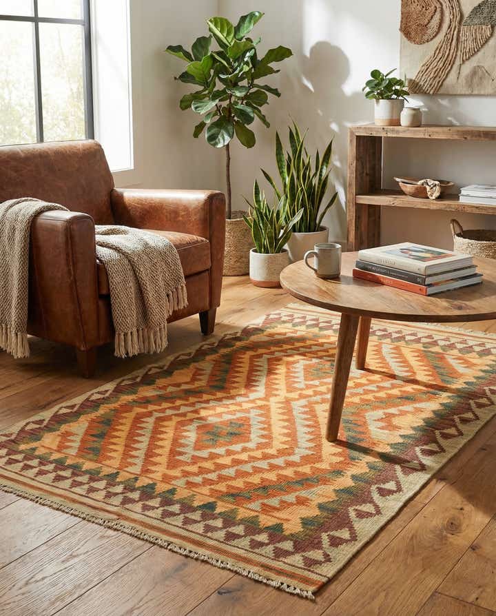 3' x 4' 5 Hand Woven Kilim Waziri Wool Rug