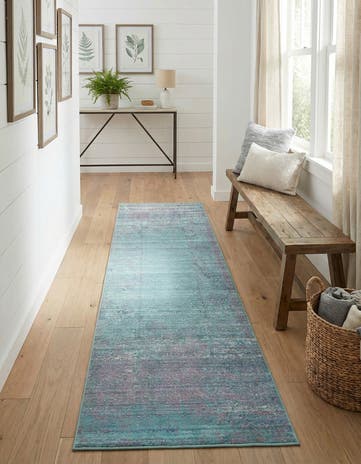 Light Blue Aqua Runner Rug