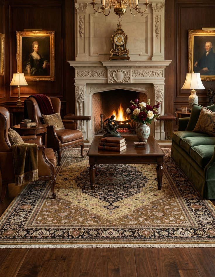 Detail image of  4' 6 x 6' 9  Hand Knotted Ghom Persian Rug