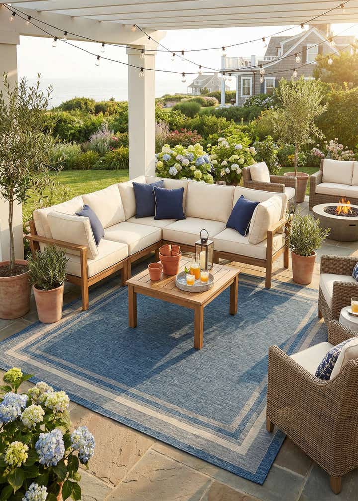 13' x 13' Easy-Clean Border Indoor / Outdoor Square Rug