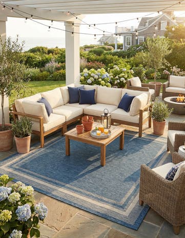 13' x 13' Easy-Clean Border Indoor / Outdoor Square Rug