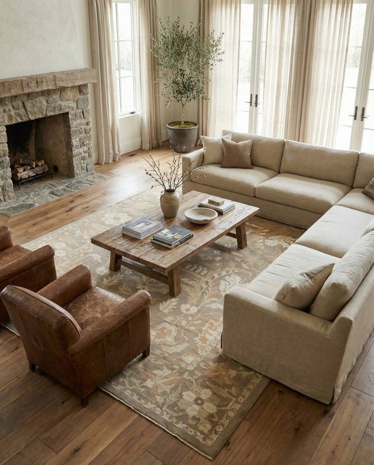 Detail image of 11' 2 x 15' 7 Hand Knotted Oushak Wool Rug