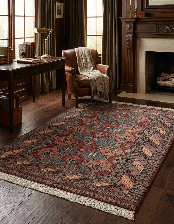 Detail image of  4' 3 x 6'  Hand Knotted Bokhara Oriental Wool Rug