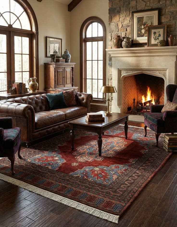 Detail image of  4' 1 x 6' 1  Hand Knotted Bokhara Oriental Wool Rug