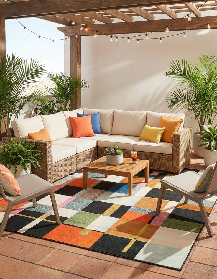 Detail image of 10' x 10'  Washable Casablanca Indoor / Outdoor Square Rug