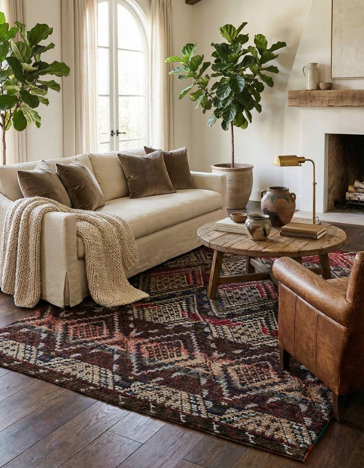 Detail image of  7' 8 x 9' 8  Hand Knotted Moroccan Wool Rug