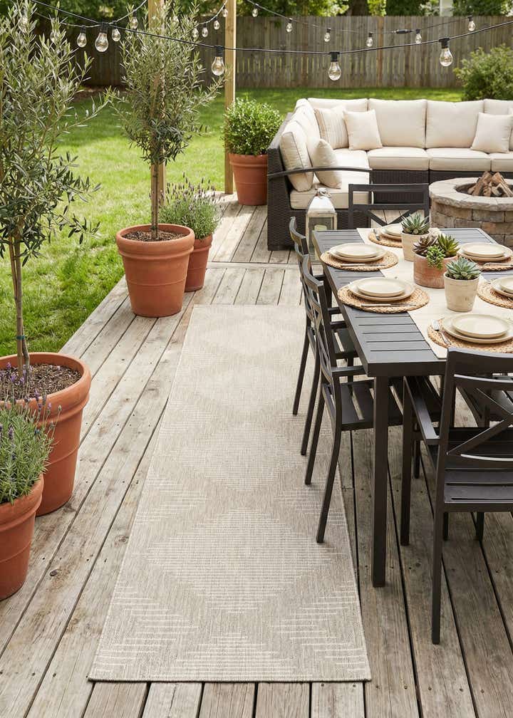 3' 3 x 14' Easy-Clean Modern Indoor / Outdoor Runner Rug