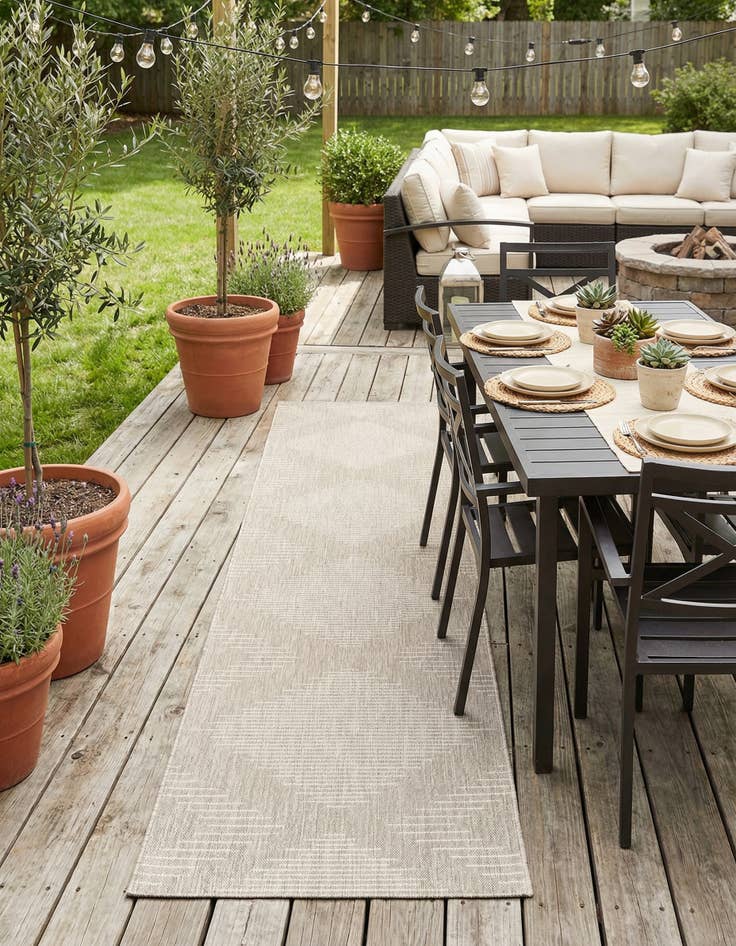 Detail image of 3' 3 x 14' Easy-Clean Modern Indoor / Outdoor Runner Rug