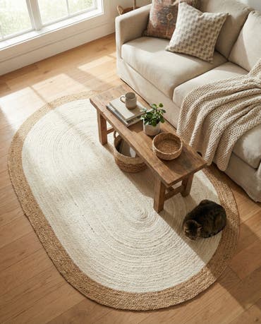  5' 1 x 8'  Hand Braided Jute Oval Rug