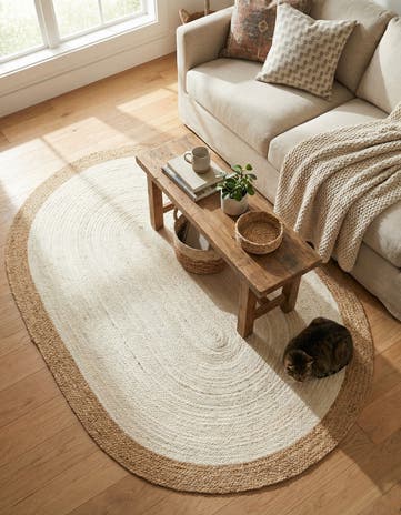 White Handmade Braided Jute Oval Rug