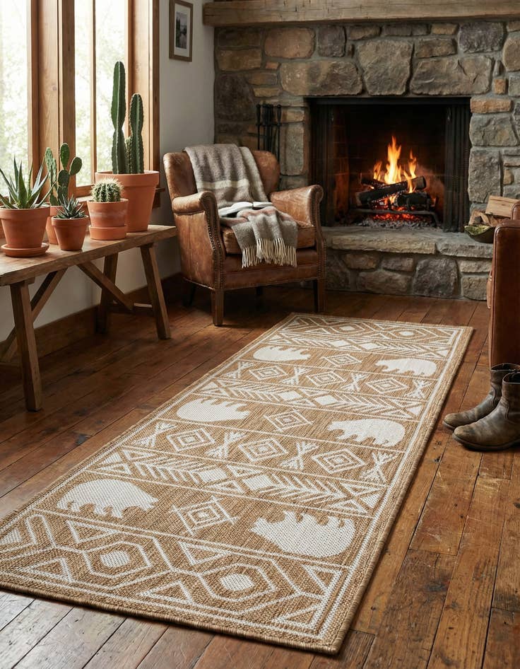 Detail image of 2' x 5' 3  Washable Southwestern Indoor / Outdoor Runner Rug