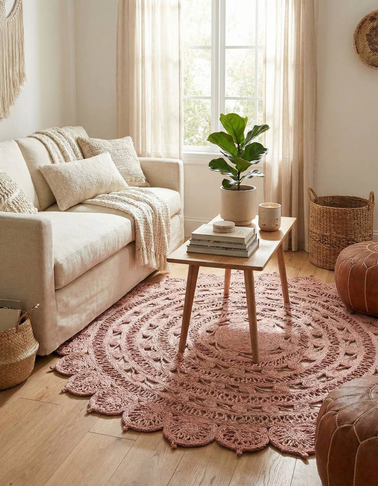 Detail image of  6' 1 x 6' 1  Hand Braided Jute Round Rug