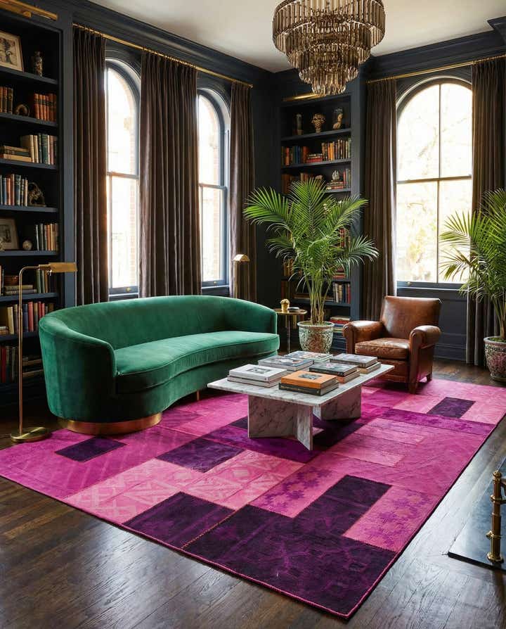 7' 2 x 9' 10 Hand Woven Patchwork Wool Rug