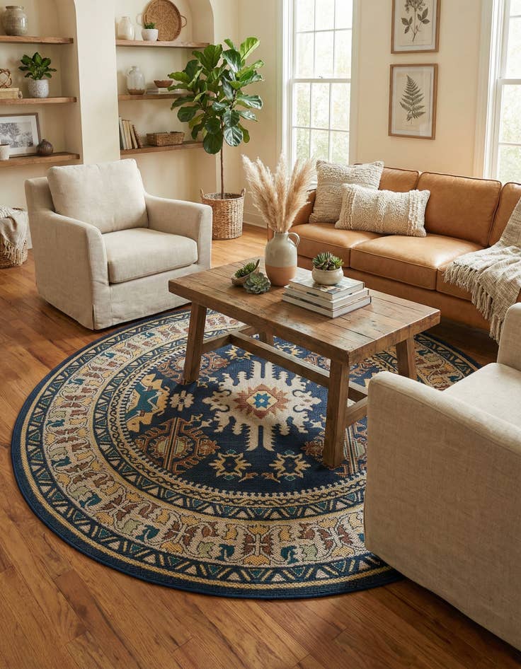 Detail image of 7' 10 x 7' 10  Washable Baja Indoor / Outdoor Round Rug