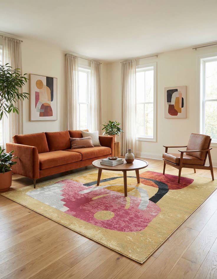 Detail image of 10' x 10'  Washable Modern Indoor / Outdoor Square Rug