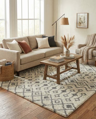  10' x 10' Moroccan Trellis Shag Square Rug