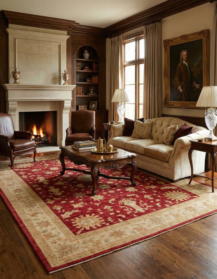 Detail image of 8' 5 x 11'  Hand Knotted Peshawar Ziegler Rug