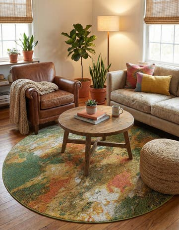 5' 3 x 5' 3 Washable Haerfest Round Rug