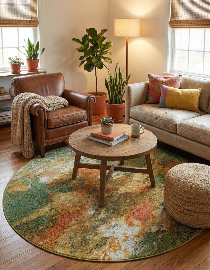 Detail image of 5' 3 x 5' 3  Washable Haerfest Round Rug