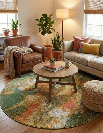 5' 3 x 5' 3 Washable Haerfest Round Rug