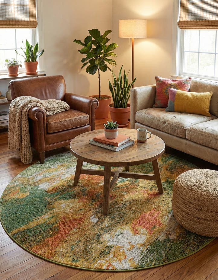 5' 3 x 5' 3 Washable Haerfest Round Rug
