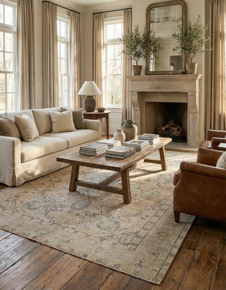 Detail image of  6' 4 x 9' 7  Hand Knotted Ultra Vintage Persian Wool Rug