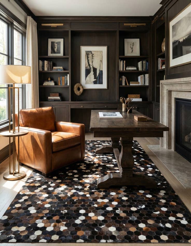 Detail image of 5' x 7' 10 Cowhide Leather Rug