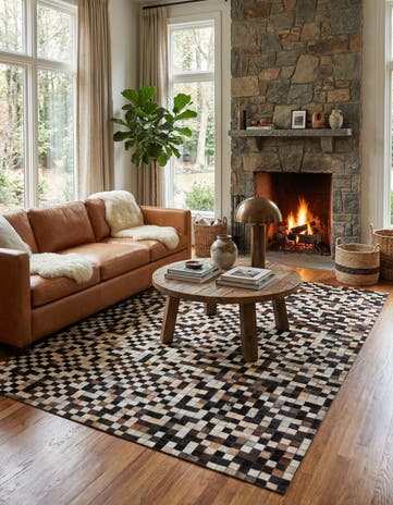 5' 2 x 8' Cowhide Leather Rug