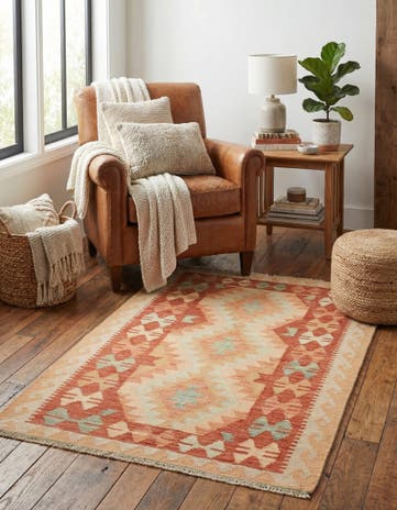 2' 8 x 4' 4 Hand Woven Kilim Waziri Wool Rug