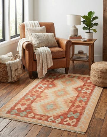 2' 8 x 4' 4 Hand Woven Kilim Waziri Wool Rug