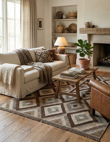 5' 1 x 6' 7 Hand Woven Kilim Maymana Wool Rug