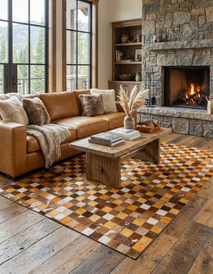 Detail image of 5' x 7' 11 Cowhide Stocks Rug