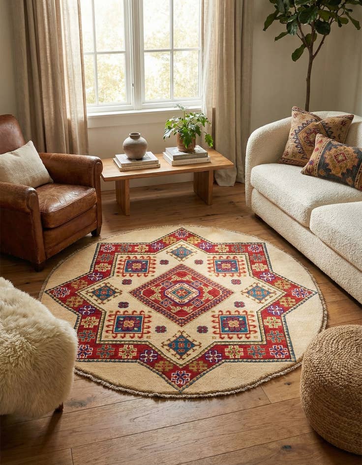 Detail image of 3' 3 x 3' 4  Hand Knotted Kazak Round Rug