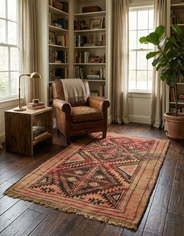 4' 2 x 6' 4 Hand Knotted Hamedan Persian Wool Rug
