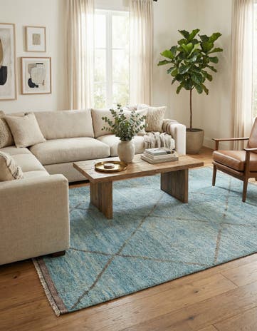 6' x 9' 7 Hand Knotted Moroccan Wool Rug