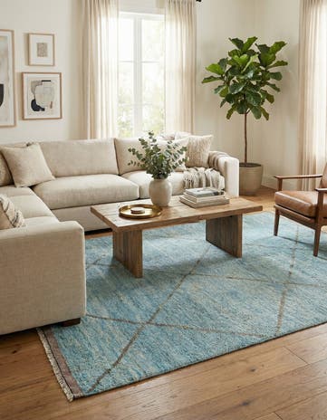 6' x 9' 7 Hand Knotted Moroccan Wool Rug