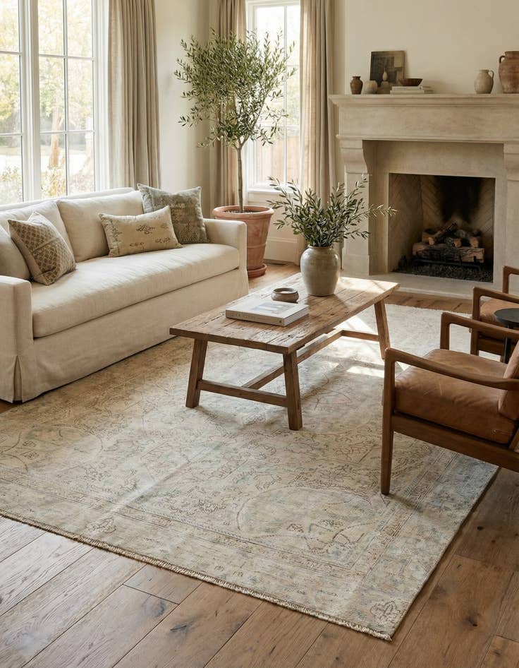 Detail image of 6' 2 x 8' 10  Hand Knotted Ultra Vintage Persian Wool Rug