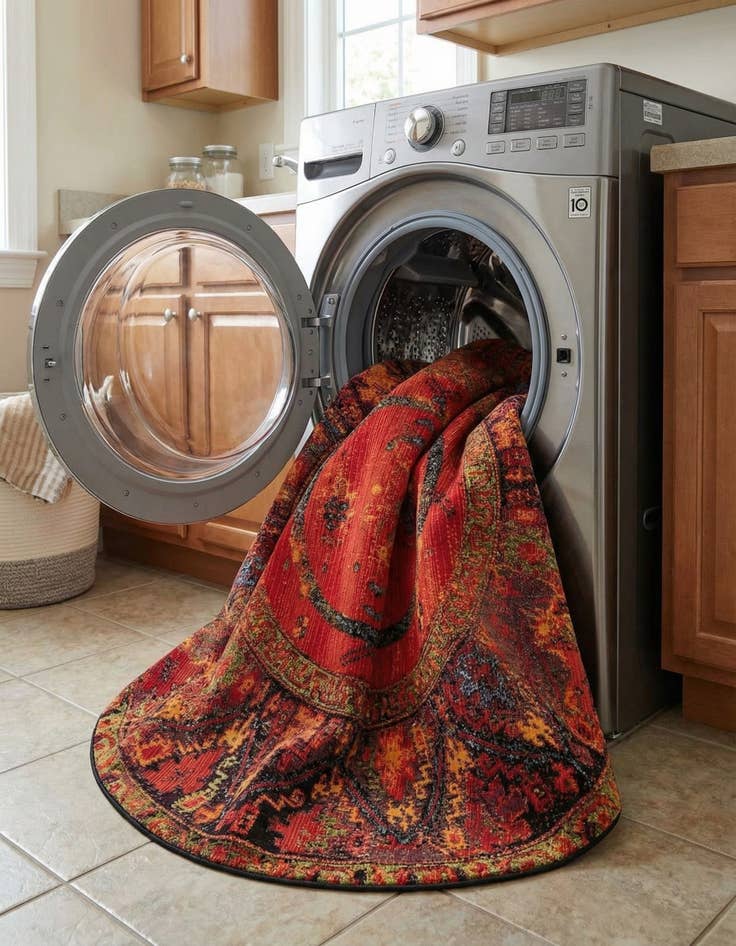 Detail image of  6' x 6'  Washable Tribal Indoor / Outdoor Round Rug