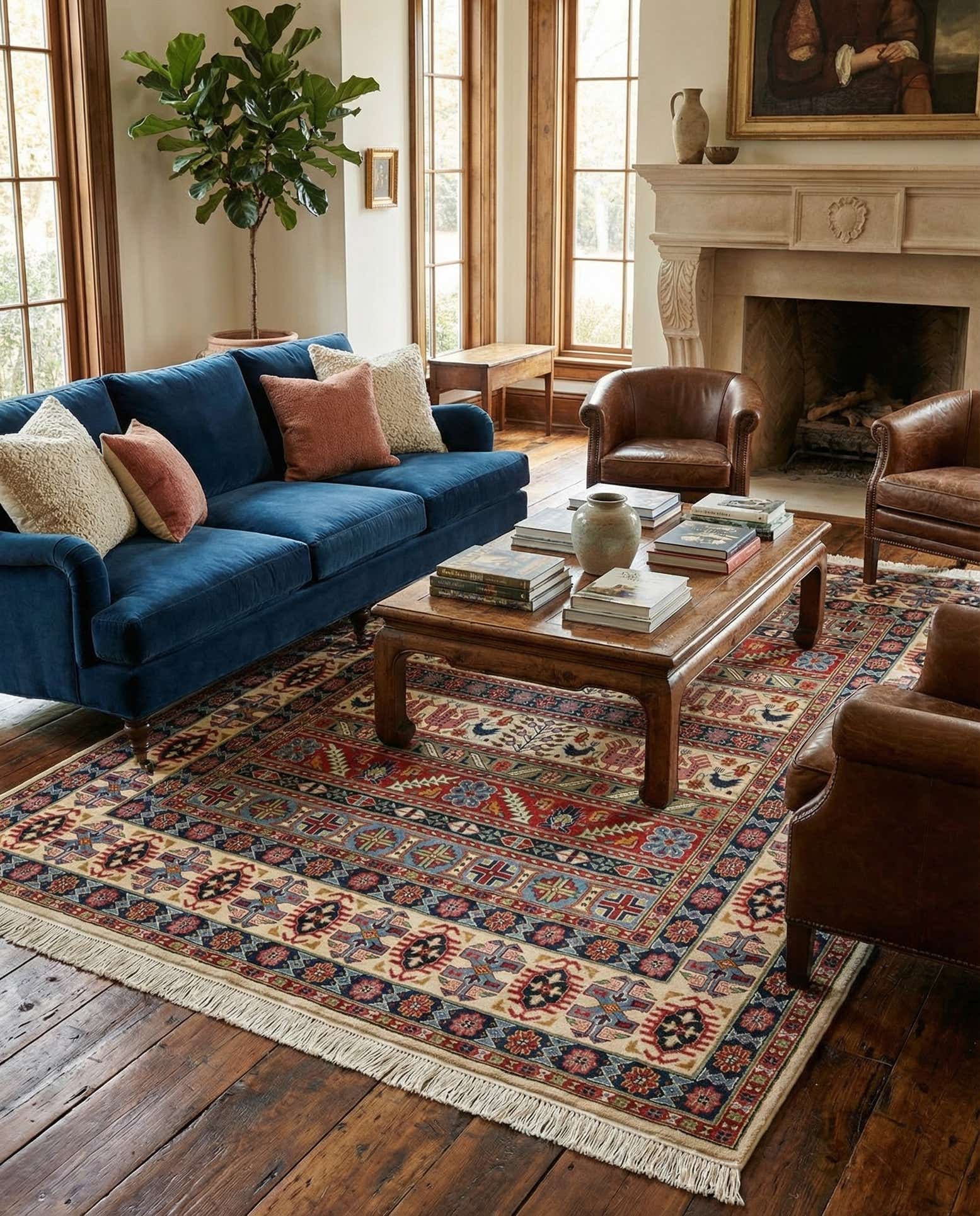 6' 7 x 9' 10 Hand Knotted Kazak Rug