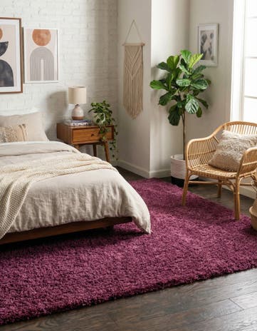 Eggplant Purple Solid Shag Rug