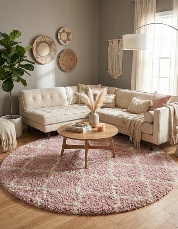 7' 10 x 7' 10 Lattice Shag Round Rug