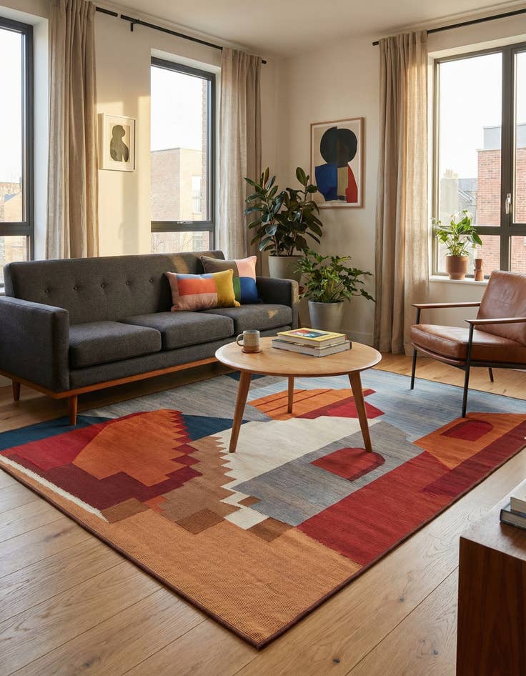 Detail image of 4' x 6' Easy-Clean Modern Indoor / Outdoor Rug