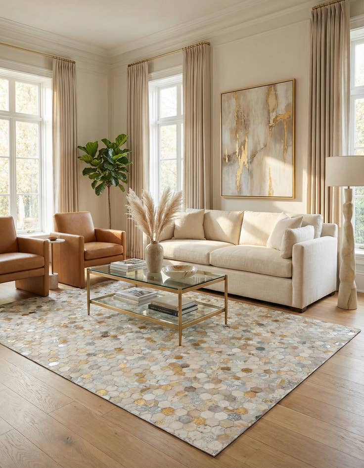 Detail image of  5' 1 x 8' Cowhide - Patchwork Rug