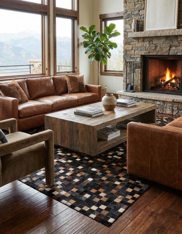 5' x 7' 8 Cowhide Leather Rug