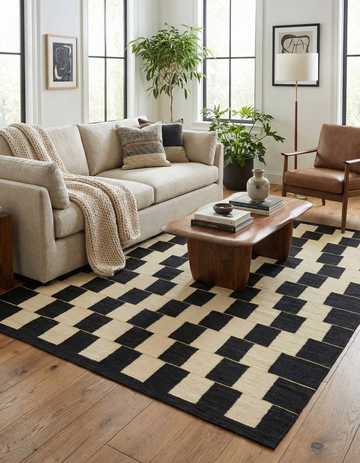 Detail image of 6' x 7' 9  Hand Woven Kilim Modern Wool Rug